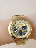 Marc Jacobs Rock Metal Chronograph Gold Dial Gold Steel Strap Watch for Men - MBM3158