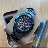 Buy Shop Fossil Perfect Boyfriend Multifunction Blue Dial Blue Steel Strap Watch for Women - ES4093 USA Online