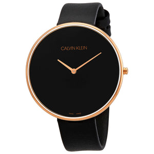 Buy Shop Calvin Klein Full Moon Black Dial Black Leather Strap Watch for Women - K8Y236C1 USA Online