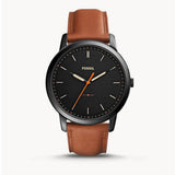 Buy Shop Fossil The Minimalist Black Dial Brown Leather Strap Watch for Men - FS5305 USA Online