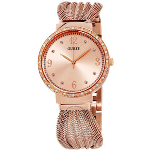 Buy Shop Guess Chiffon Rose Gold Dial Mesh Bracelet Watch For Women - W1083L3 USA Online