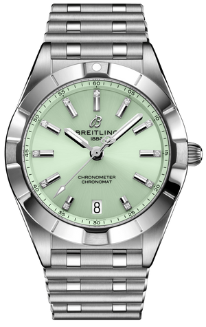 Buy Shop Breitling Chronomat 32 Diamonds Green Dial Silver Steel Strap Watch for Women - A77310101L1A1 USA Online