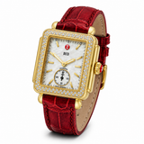 Buy Shop Michele Deco Gold Dial Red Leather Strap Watch For Women - MWW06V000017 USA Online