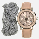 Buy Shop Burberry The City Chronograph Rose Gold Dial Beige Leather Strap Watch For Women - BU9702 USA Online