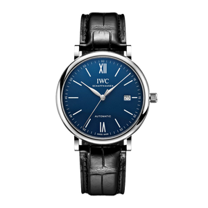 Buy Shop IWC Portofino '150 Years Edition' Automatic Blue Dial Black Leather Strap Watch for Men - IW356518 USA Online