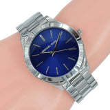 Buy Shop Michael Kors Slim Runway Quartz Blue Dial Silver Steel Strap Watch For Women - MK3379 USA Online