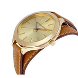 Buy Shop Michael Kors Runway Gold Dial Brown Leather Strap Watch For Women - MK2256 USA Online