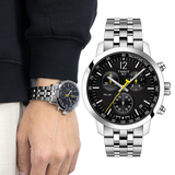 Buy Shop Tissot PRC 200 Chronograph Black Dial Silver Steel Strap Watch For Men - T114.417.11.057.00 USA Online