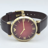 Buy Shop Emporio Armani Gianni T Bar Burgundy Dial Burgundy Leather Strap Watch For Women - AR1758 USA Online
