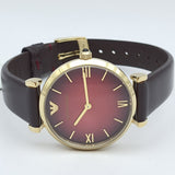 Buy Shop Emporio Armani Gianni T Bar Burgundy Dial Burgundy Leather Strap Watch For Women - AR1757 USA Online