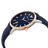 Buy Shop Emporio Armani Renato Analog Blue Dial Black Leather Strap Watch For Men - AR2506 USA Online