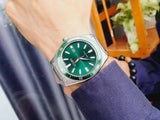 Citizen Eco Drive Vintage Green Dial Silver Steel Strap Watch For Men - AW1598-70X