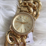 Buy Shop Michael Kors Nini Three Hand Gold Dial Gold Steel Strap Watch For Women - MK3235 USA Online