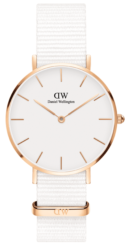Buy Shop Daniel Wellington Classic Petite Dover White Dial White Nylon Strap Watch For Women - DW00100311 USA Online