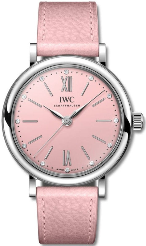 Buy Shop IWC Portofino Automatic Pink Dial Pink Leather Strap Watch for Women - IW357417 USA Online