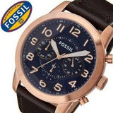 Buy Shop Fossil Pilot 54 Chronograph Blue Dial Brown Leather Strap Watch for Men - FS5204 USA Online