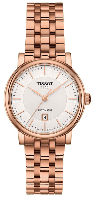 Tissot T Classic Carson Premium White Dial Rose Gold Steel Strap Watch for Women - T122.207.33.031.00