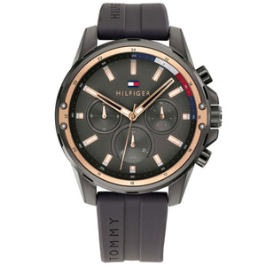 Buy Shop Tommy Hilfiger Mason Black Dial Black Rubber Strap Watch for Men - 1791792 USA Online