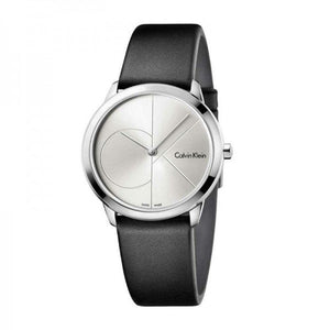 Buy Shop Calvin Klein Minimal Silver Dial Black Leather Strap Watch for Men - K3M221CY USA Online
