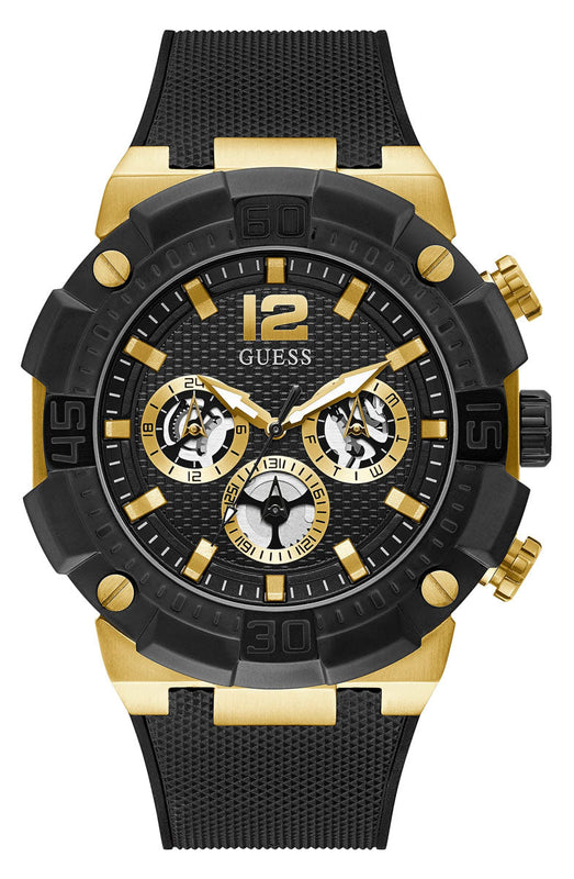 Buy Shop Guess Navigator Chronograph Black Dial Black Rubber Strap Watch for Men - GW0264G3 USA Online
