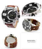 Buy Shop Diesel SBA Dual Time Black Dial Brown Leather Strap Watch For Men - DZ7264 USA Online
