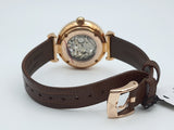 Buy Shop Emporio Armani Meccanico Skeleton Mother of Pearl Dial Brown Leather Strap Watch For Women - AR1993 USA Online