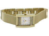 Buy Shop Guess Nouveau Diamonds Gold Dial Gold Mesh Bracelet Watch for Women - W0127L2 USA Online