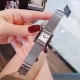 Buy Shop Guess Nouveau Diamonds Silver Dial Silver Mesh Bracelet Watch for Women - W0127L1 USA Online