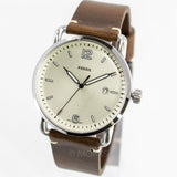 Buy Shop Fossil The Commuter White Dial Brown Leather Strap Watch for Men - FS5275 USA Online
