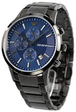 Emporio Armani Renato Chronograph Quartz Blue Dial Black Steel Strap Watch For Men - AR11215