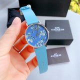 Buy Shop Coach Perry Floral Blue Dial Blue Leather Strap Watch for Women - 14503294 USA Online