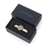 Buy Shop Daniel Wellington Classic Petite Evergold Black Dial Gold Mesh Bracelet Watch For Women - DW00100349 USA Online