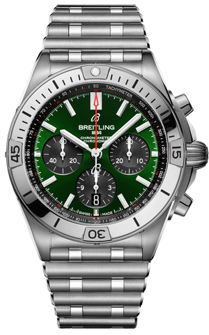 Buy Shop Breitling Chronomat B01 42 Green Dial Silver Steel Strap Watch for Men - AB0134101L1A1 USA Online