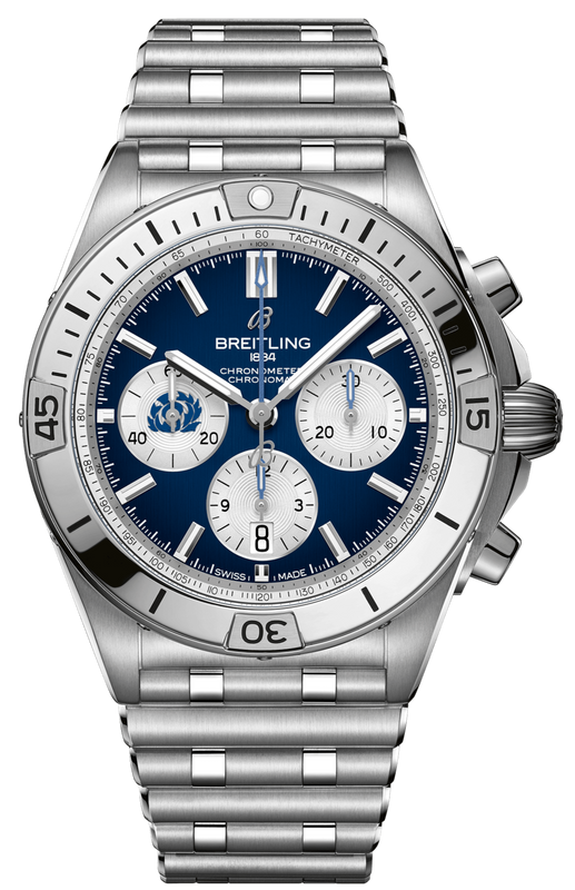 Buy Shop Breitling Chronomat B01 42 Six Nations Scotland Blue Dial Silver Steel Strap Watch for Men - AB0134A51C1A1 USA Online
