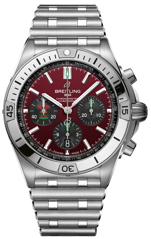 Buy Shop Breitling Chronomat B01 42 Six Nations Wales Red Dial Silver Steel Strap Watch for Men - AB0134A61K1A1 USA Online