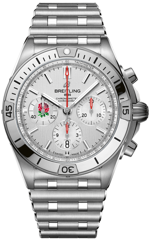 Buy Shop Breitling Chronomat B01 42 Six Nations England White Dial Silver Steel Strap Watch for Men - AB0134A71A1A1 USA Online