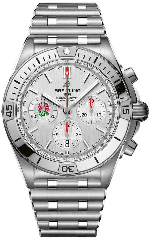 Buy Shop Breitling Chronomat B01 42 Six Nations England White Dial Silver Steel Strap Watch for Men - AB0134A71A1A1 USA Online