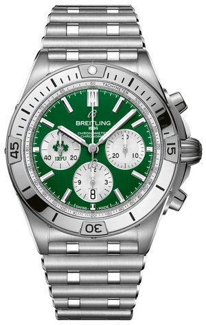 Buy Shop Breitling Chronomat B01 42 Six Nations Ireland Green Dial Silver Steel Strap Watch for Men - AB0134A91L1A1 USA Online