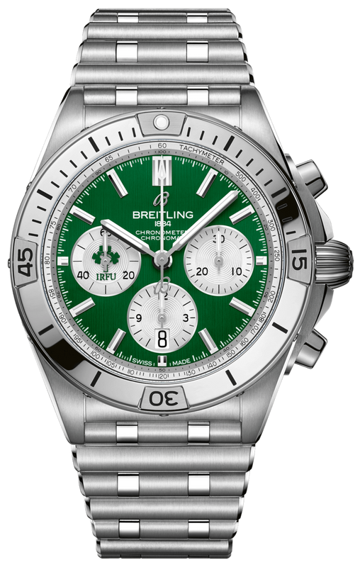Buy Shop Breitling Chronomat B01 42 Six Nations Ireland Green Dial Silver Steel Strap Watch for Men - AB0134A91L1A1 USA Online