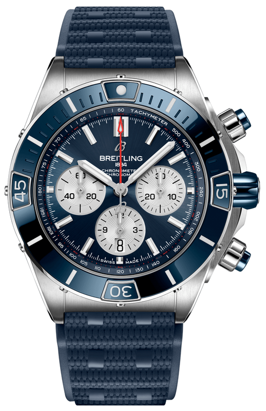 Buy Shop Breitling Super Chronomat B01 44 Blue Dial Blue Rubber Strap Watch for Men - AB0136161C1S1 USA Online