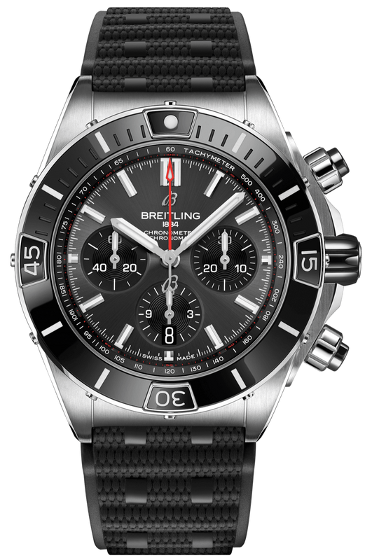 Buy Shop Breitling Super Chronomat B01 44 Black Dial Black Rubber Strap Watch for Men - AB0136251B2S1 USA Online