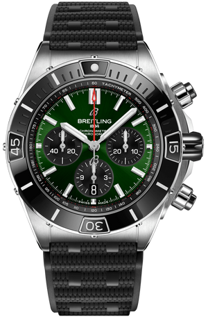 Buy Shop Breitling Super Chronomat B01 44 Green Dial Black Rubber Strap Watch for Men - AB0136251L1S1 USA Online