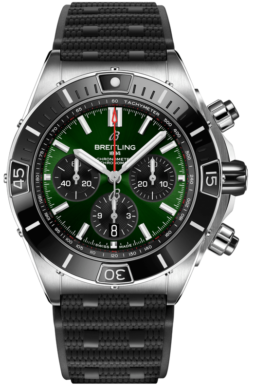 Buy Shop Breitling Super Chronomat B01 44 Green Dial Black Rubber Strap Watch for Men - AB0136251L1S1 USA Online