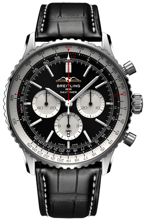 Buy Shop Breitling Navitimer B01 Chronograph 46 Black Dial Black Leather Strap Watch for Men - AB0137211B1P1 USA Online