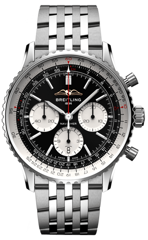 Buy Shop Breitling Navitimer B01 Chronograph 43 Black Dial Silver Steel Strap Watch for Men - AB0138211B1A1 USA Online