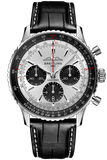 Buy Shop Breitling Navitimer B01 Chronograph 43 Silver Dial Black Leather Strap Watch for Men - AB0138241G1P1 USA Online