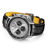 Buy Shop Breitling Navitimer B01 Chronograph 43 Silver Dial Black Leather Strap Watch for Men - AB0138241G1P1 USA Online