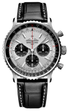 Buy Shop Breitling Navitimer B01 Chronograph 43 Silver Dial Black Leather Strap Watch for Men - AB0138241G1P1 USA Online