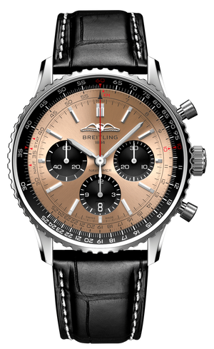 Buy Shop Breitling Navitimer B01 Chronograph 43 Brown Dial Black Leather Strap Watch for Men - AB0138241K1P1 USA Online