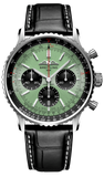 Buy Shop Breitling Navitimer B01 Chronograph 43 Green Dial Black Leather Strap Watch for Men - AB0138241L1P1 USA Online